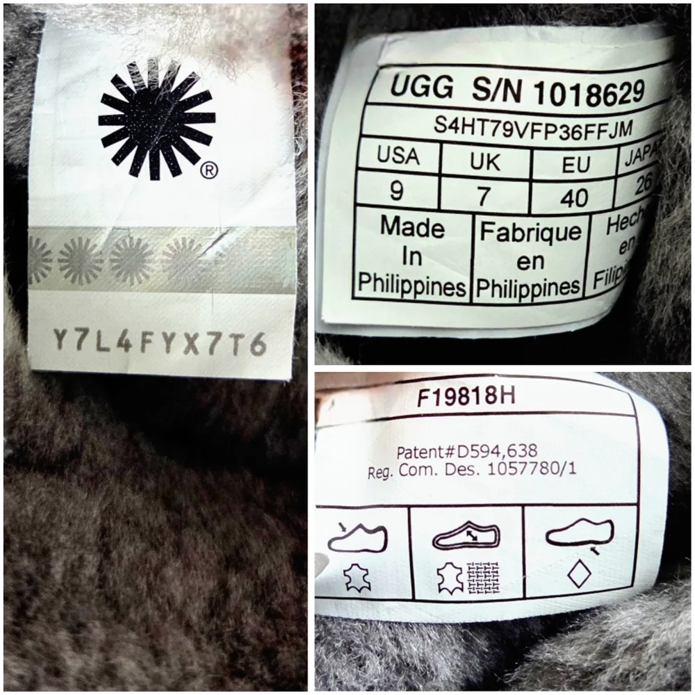 UGG Constantine Low Calf Shearling  & Leather Boots W/ Laced Side, Gray, Size 9
